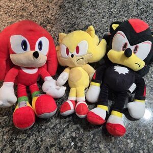 3 - Sonic the Hedgehog - Plush - Knuckles 10"- Phunny 8" - Shadow 12"